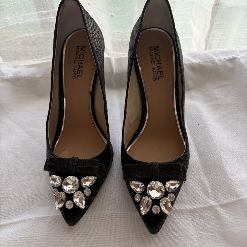 Michael Kors Black Heels with Crystal Accents
